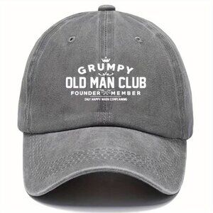 Grumpy Old Man Club Dad Hat Funny 90s Washed Gray Cotton Baseball Cap 90' Style